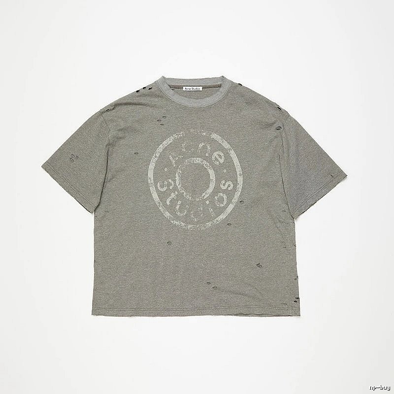 Acne Studios 2090-80 Gray Style Ac908041 Stockholm Logo T-Shirt Warm Weather