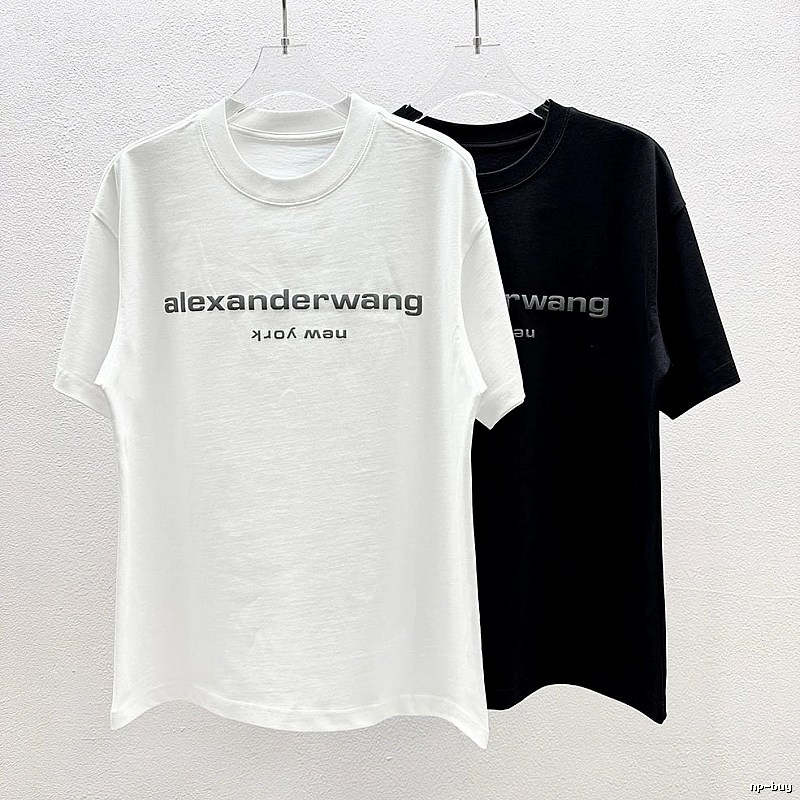 Alexander Wang Letter Print Casual Black and White Short Sleeve T-Shirt