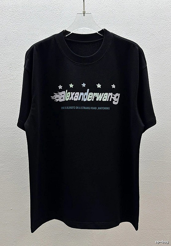 Alexander Wang Star Print Trendy Black T-Shirt