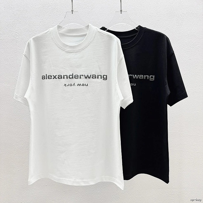 Alexander Wang Trendy Letter Style Black and White Short-Sleeve T-Shirt