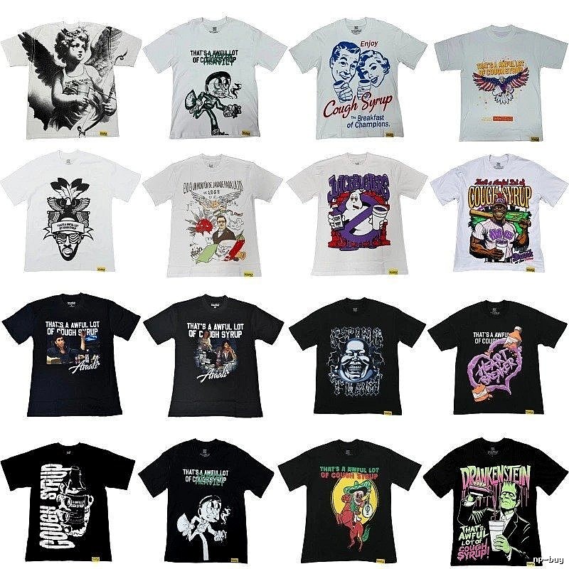 ALOCS Printed American Street Style Multi-color Short-sleeve T-shirt