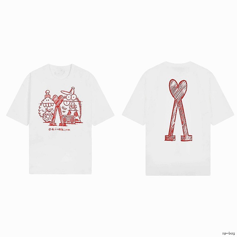 AMI Cartoon Graffiti Style Short-sleeve Shirt (White)
