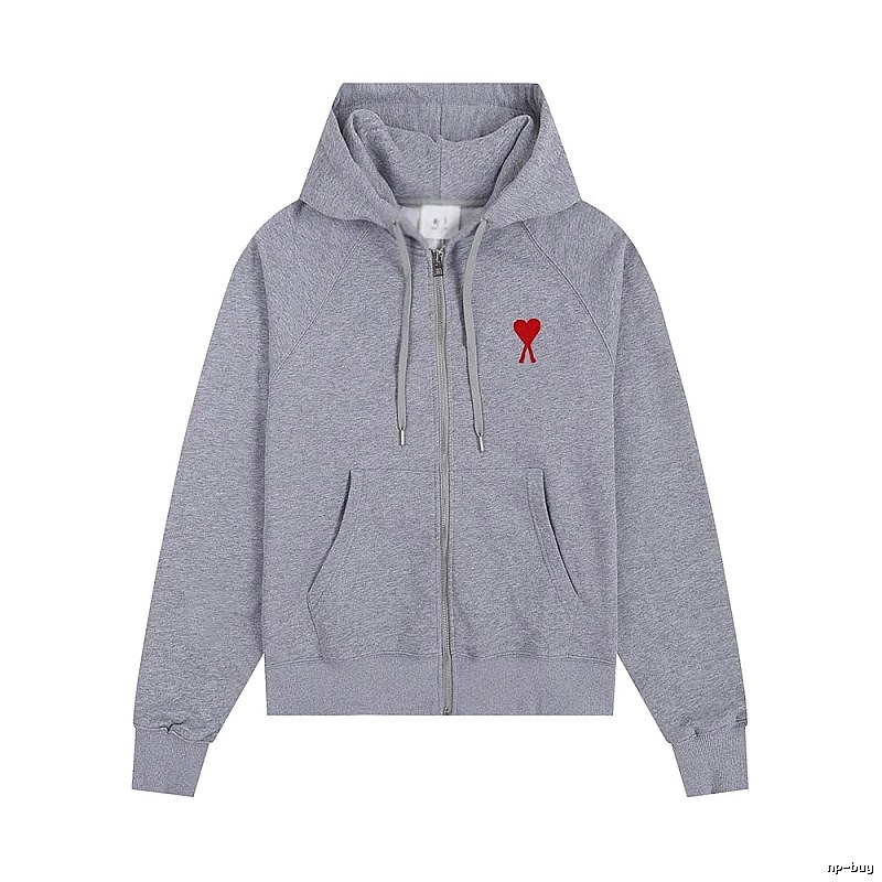 AMI Love Embroidery Grey Hoodie