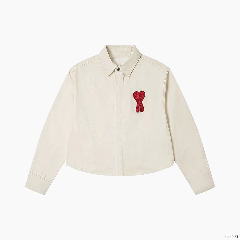 AMI Love Embroidery Minimalist Style White Shirt