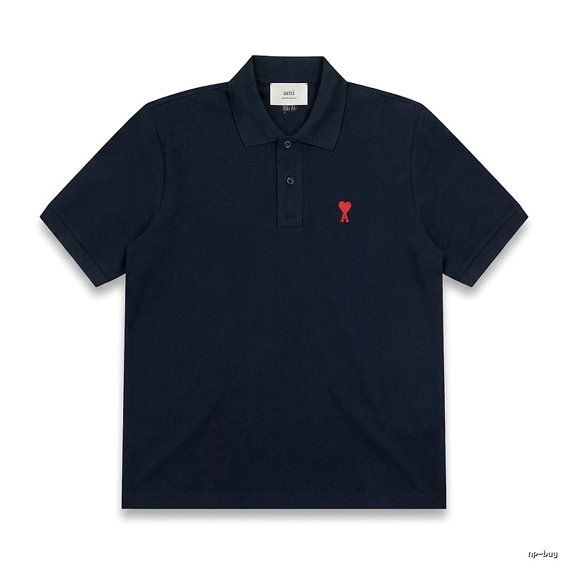 AMI Love Heart Logo Minimalist Style Polo Shirt