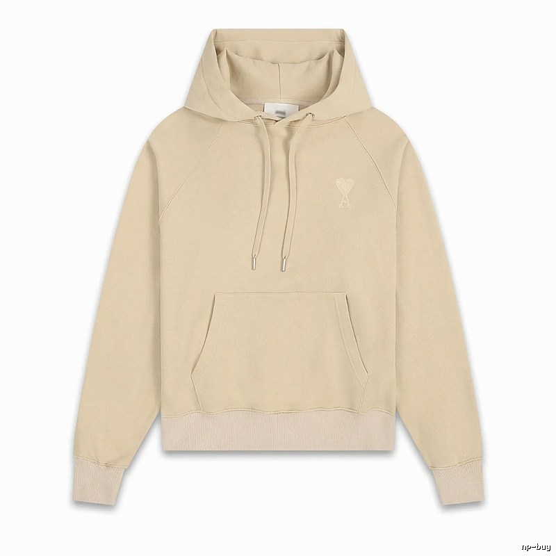 AMI Love Minimalist Style Beige Hoodie