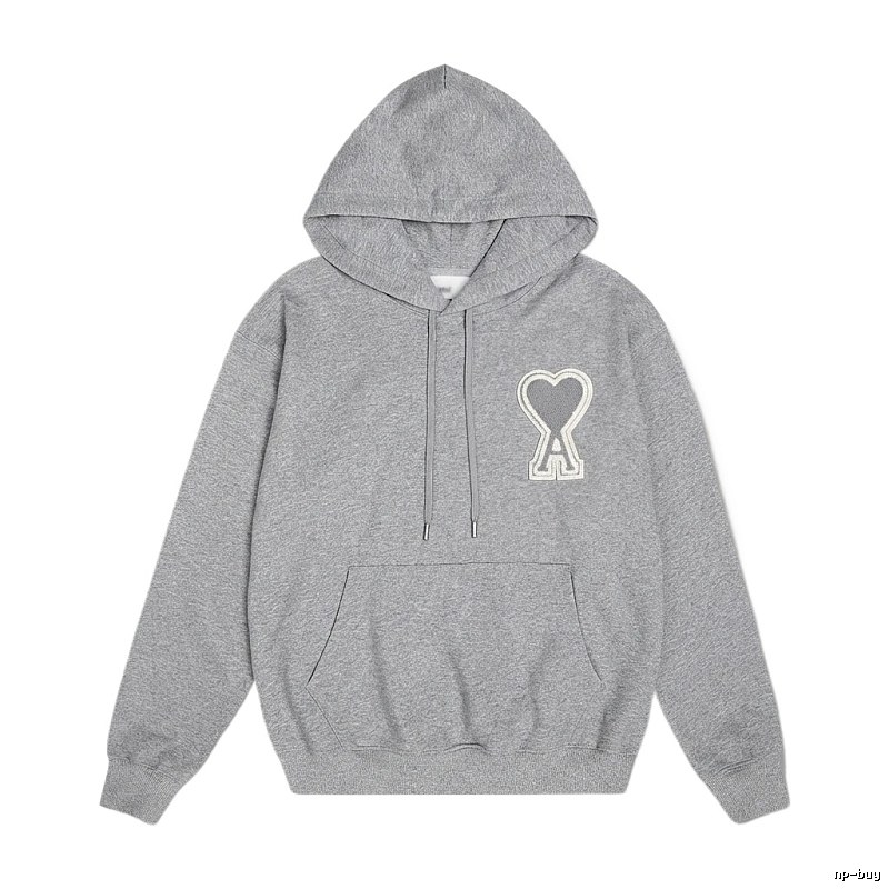 AMI Love Minimalist Style Grey Hoodie