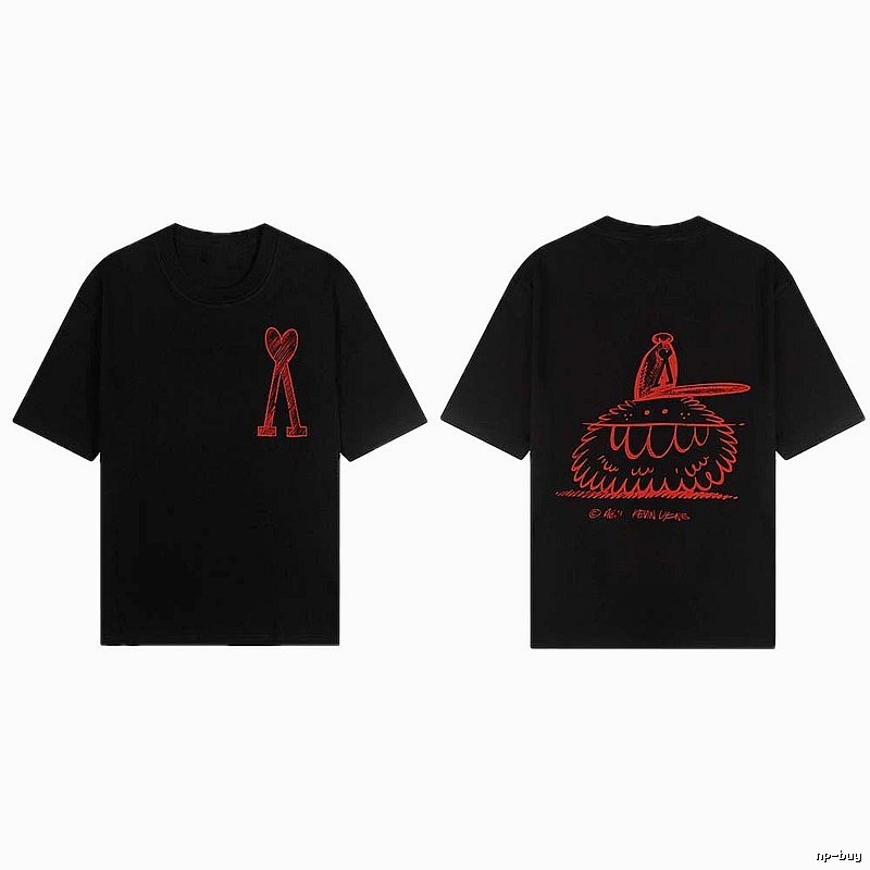 AMI red printed short-sleeve T-shirt