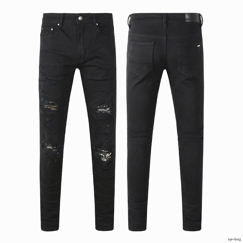 AMI Ripped Trendy Cool Black Jeans