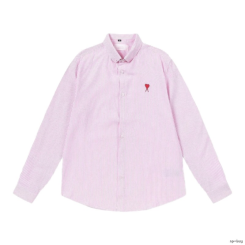 AMI Stripe Minimalist Style Pink Shirt