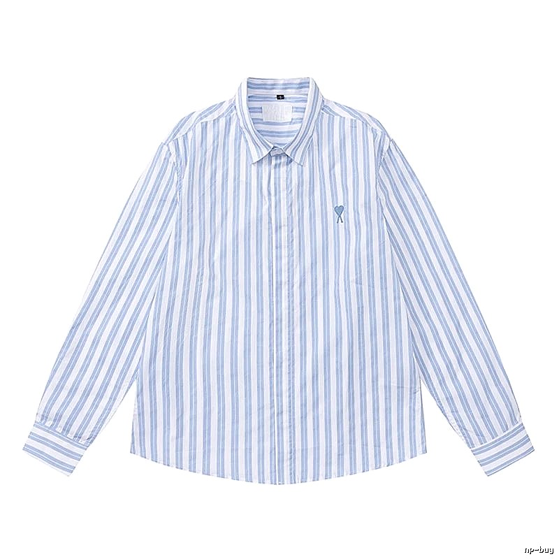 AMI Stripe Simple Blue Shirt