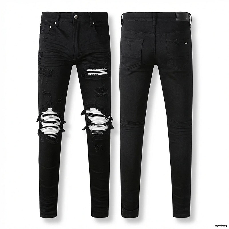 AMI trendy brand black jeans with holes