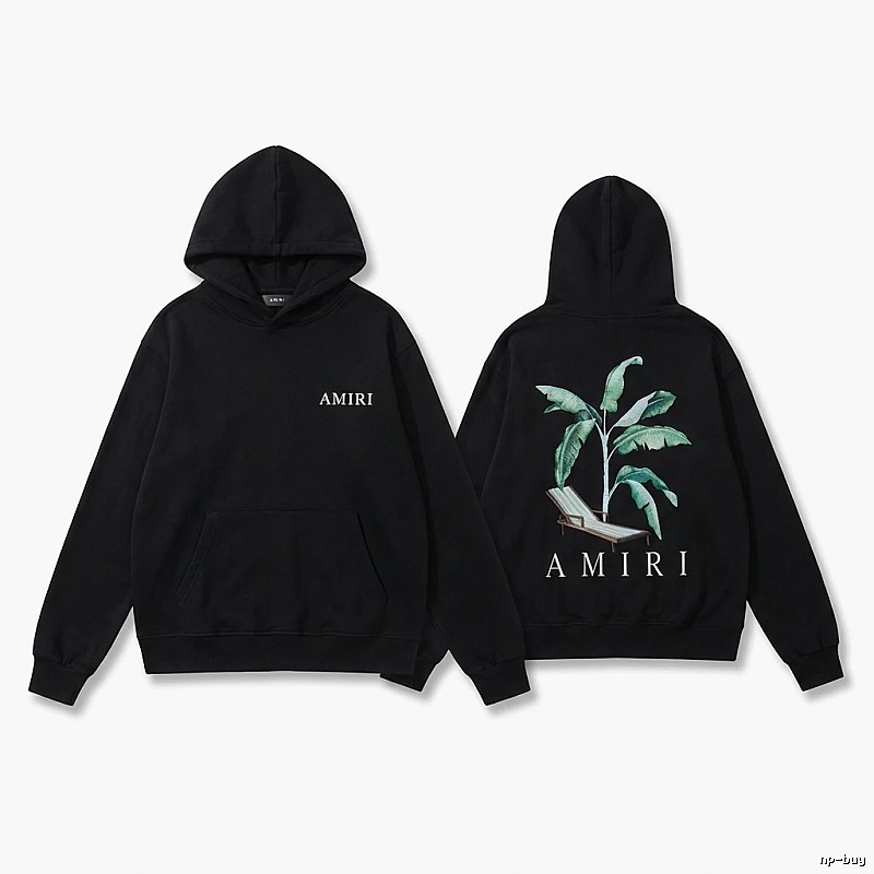 AMIRI black hoodie with palm print pattern