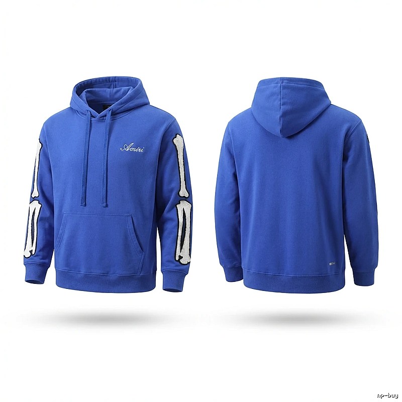 AMIRI Bone Pattern Cool Style Blue Hoodie