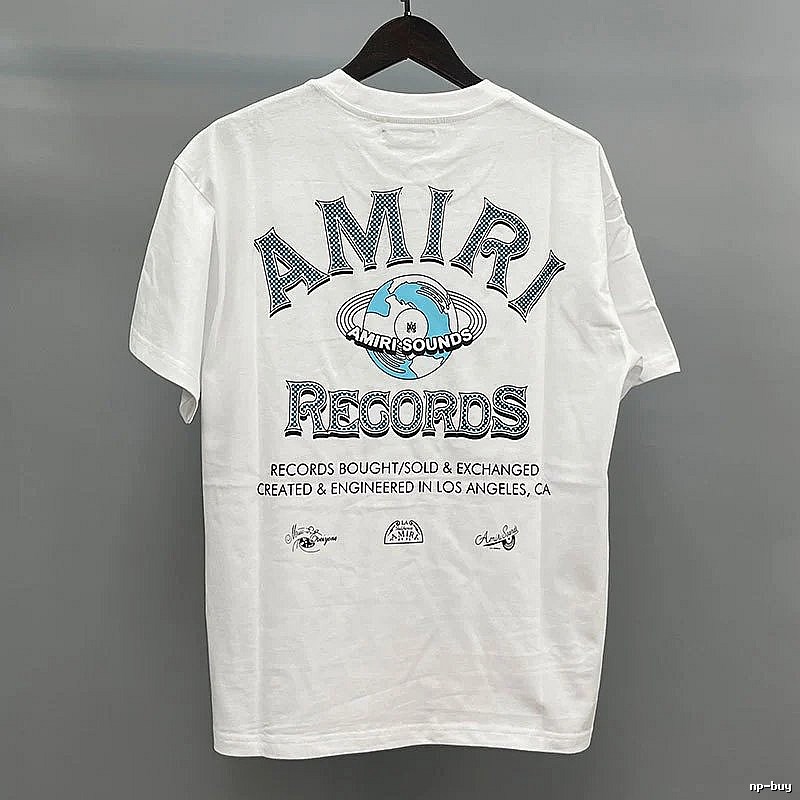 Amiri Letter Graphic White Blue Records Graphic T-Shirt Clean Colorway