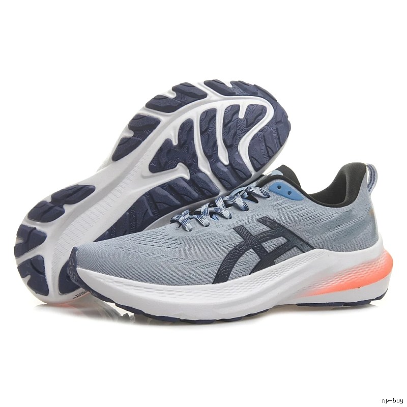 ASICS retro-style grey-blue running shoes