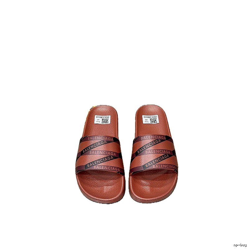Balenciaga All-over Print Street Style Red-Brown Slide Sandals