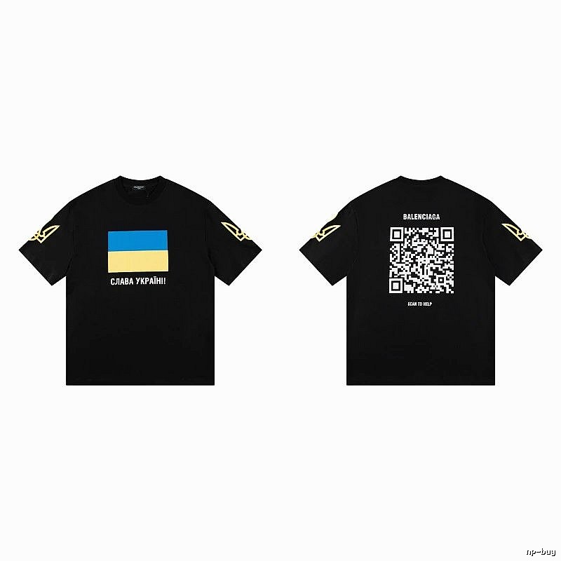 Balenciaga Charity Print Trendy Style Black Short-sleeve T-Shirt