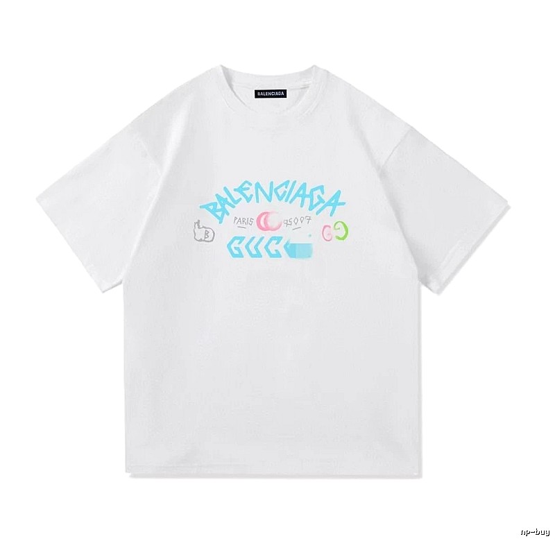 Balenciaga Co-branded Graffiti Street Style White T-Shirt