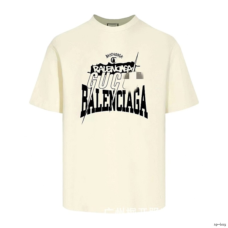 Balenciaga Co-branded Printed Street-style Off-white T-shirt