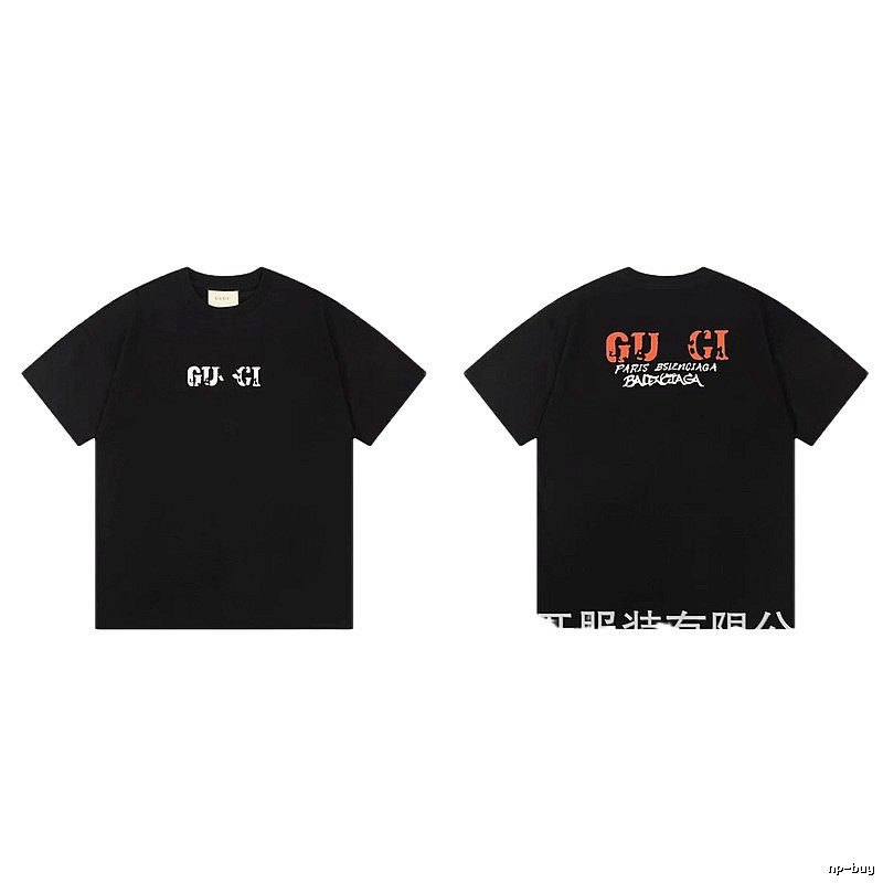 Balenciaga Co-branded Street Style Printed Black T-Shirt