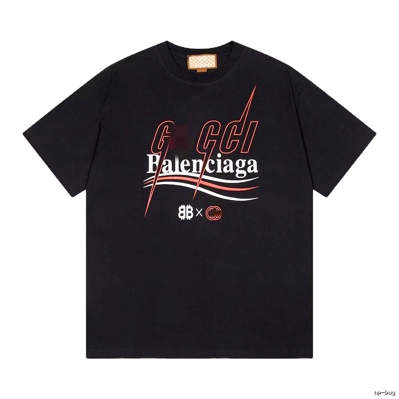 Balenciaga Co-branded Trendy Style Black Short-sleeve T-shirt