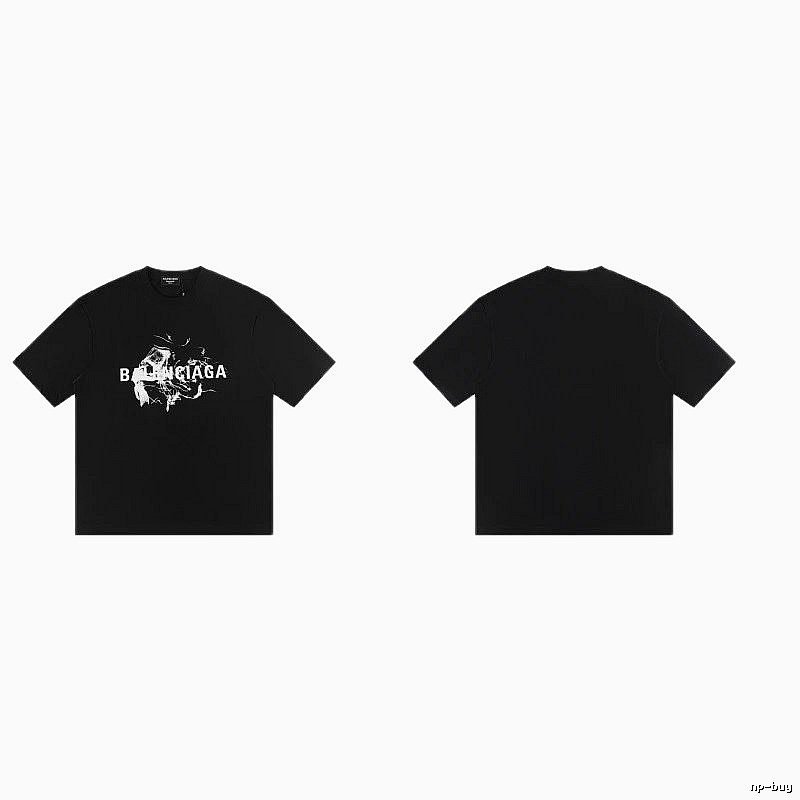 Balenciaga Distressed Print Cool Trendy Black T-Shirt