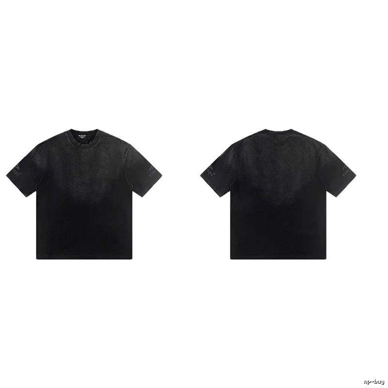 Balenciaga Distressed Street Style Black Short-Sleeve T-Shirt