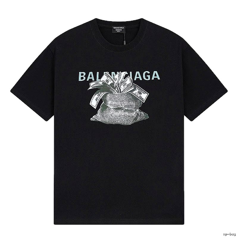 Balenciaga Dollar Print Street Style Black T-Shirt