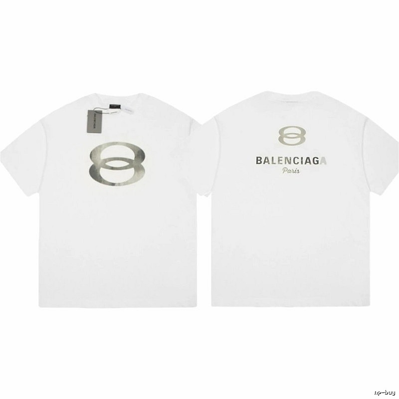 Balenciaga Double 8 Print Street Style White T-Shirt