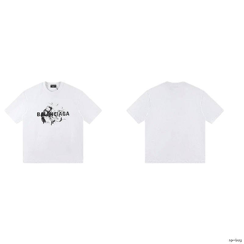 Balenciaga Graffiti Print Street Style White T-Shirt