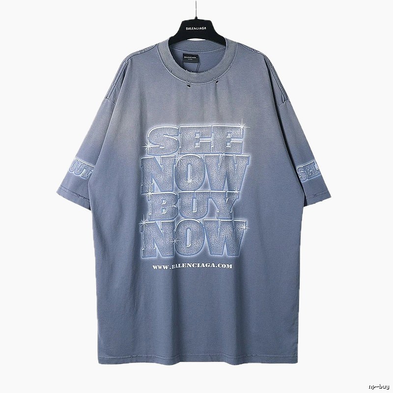Balenciaga letter grey short-sleeve