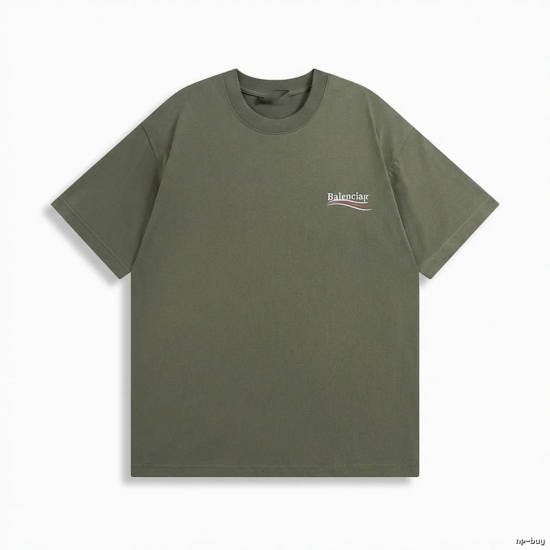 Balenciaga minimalist style olive green T-shirt