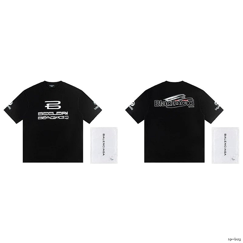 Balenciaga Printed Street Style Black T-shirt
