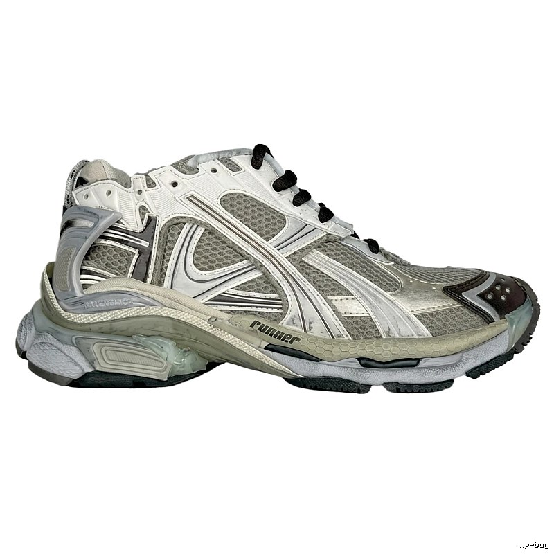 Balenciaga retro-style silver-white shoes