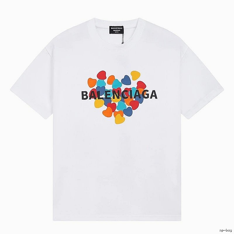 Balenciaga White T-shirt with Heart Print