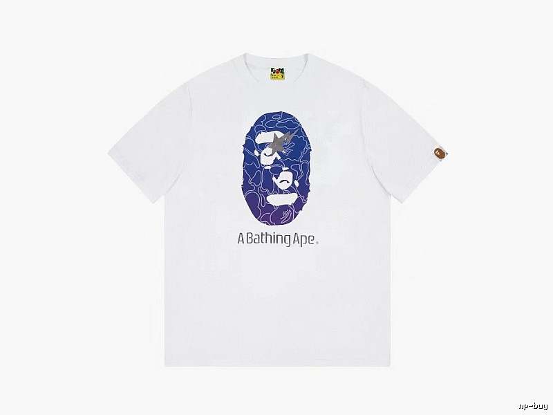 Bape ape face print short-sleeved white T-shirt