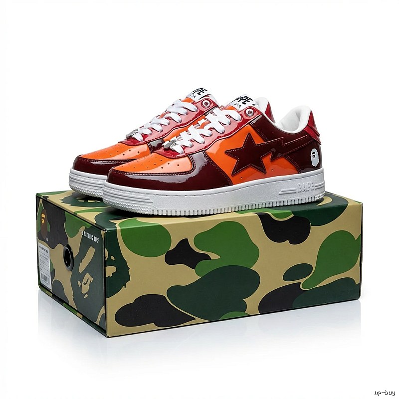 Bape camouflage-style red-brown sports shoes
