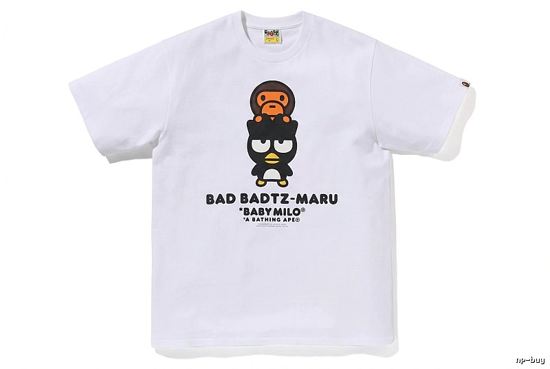 Bape cartoon - printed white T - shirt