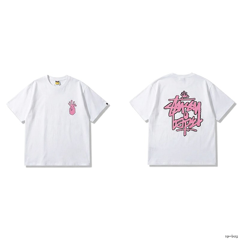 Bape Co-branded Pink Trendy T-shirt