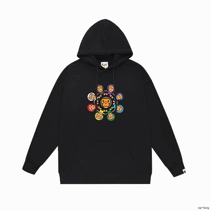 Bape Colorful Ape Style Black Hoodie