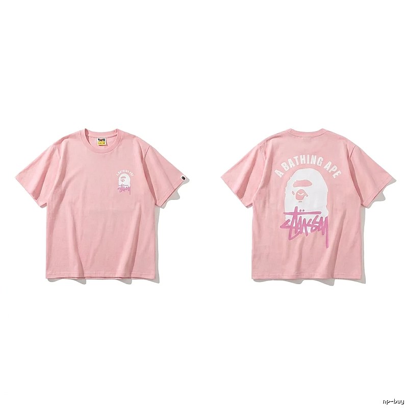 Bape trendy brand pink T-shirt