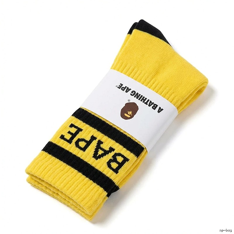 Bape trendy cool yellow and black striped socks