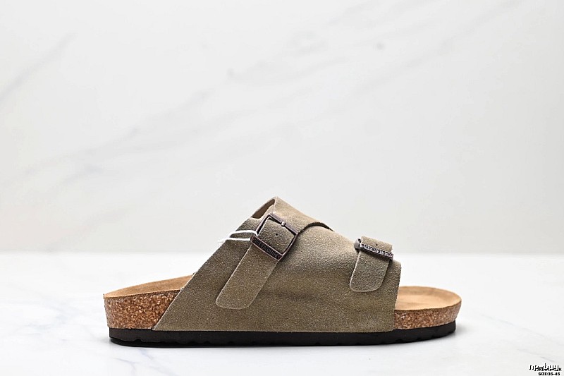 BIRKENSTOCK Cork Vintage Style Khaki Slide Sandals