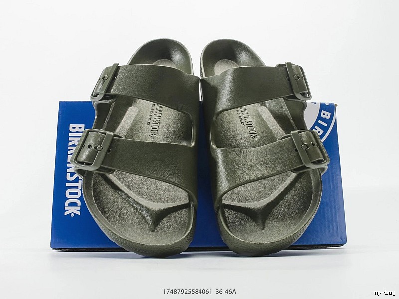 BIRKENSTOCK Double-Strap Casual Military Green Slide Sandals