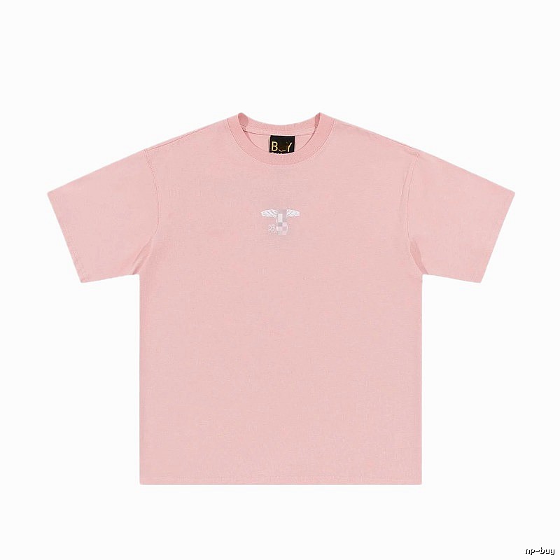 BOY Wing Print Street-style Pink Short Sleeve T-Shirt