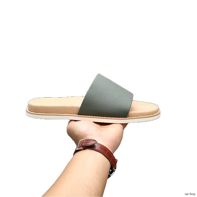 Brunello Cucinelli Casual Grey-green Slide Sandals