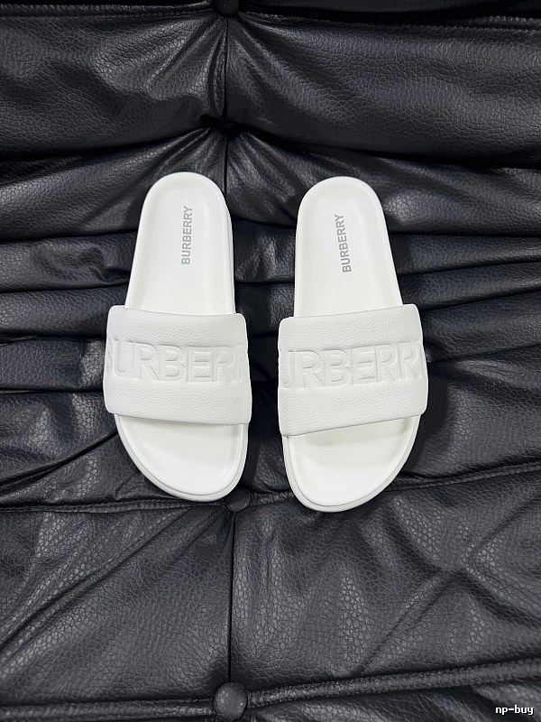 Burberry Embossed Minimalist Style White Slides