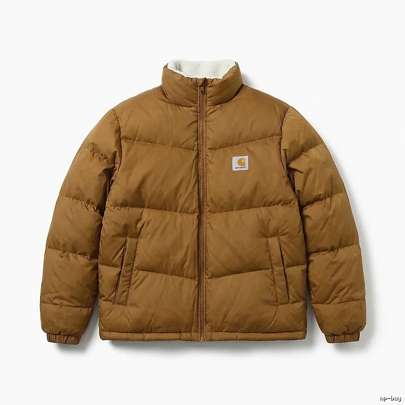 Carhartt workwear style khaki cotton-padded jacket
