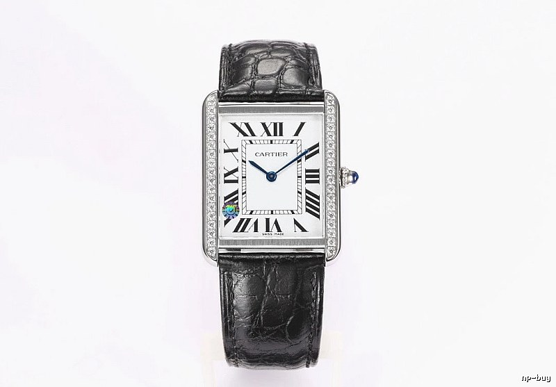 Cartier Tank-Style Dress Watch Travel Edit in Silver And Black